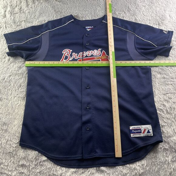 Vintage Atlanta Braves Jersey Mens Extra Large Blue Majestic Mesh USA Made 90s - Picture 5 of 11